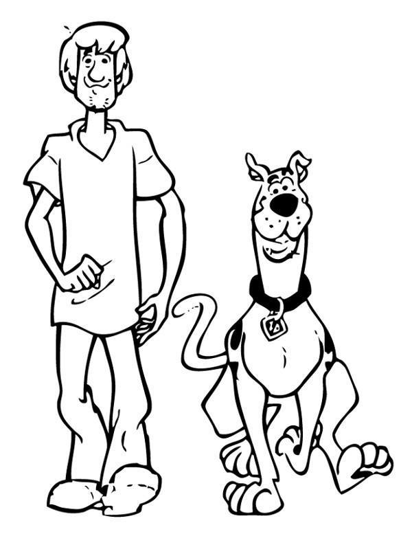 Online coloring book: Shaggy and Scooby on a walk coloring page